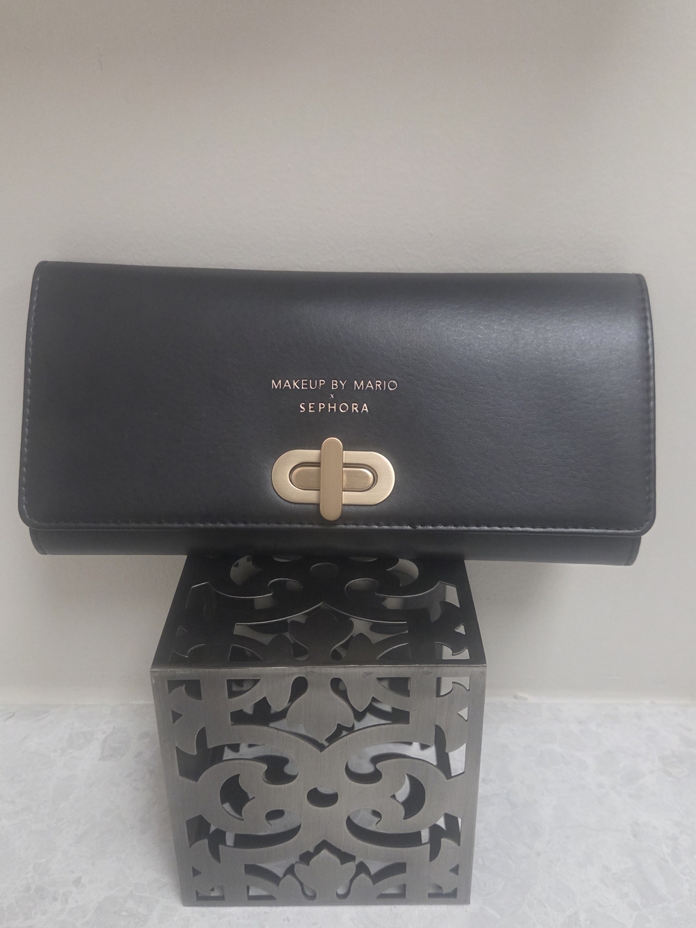 Makeup By Mario Black Clutch with Gold Turn-Lock